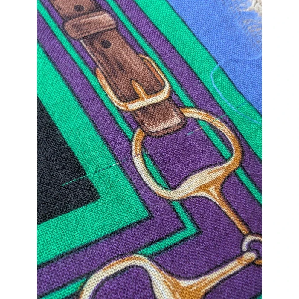 Vintage Lauren Ralph Lauren‎ Silk Scarf *HOLES Equestrian Belt Crest 40